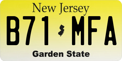 NJ license plate B71MFA