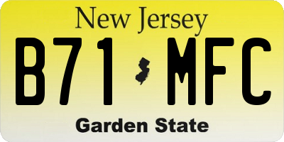 NJ license plate B71MFC
