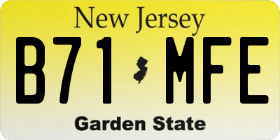 NJ license plate B71MFE