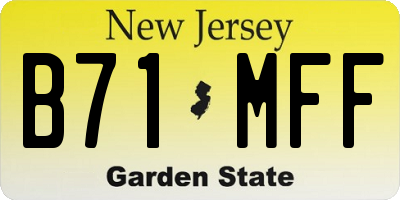 NJ license plate B71MFF