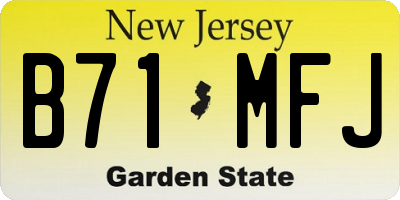 NJ license plate B71MFJ