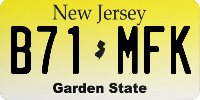 NJ license plate B71MFK