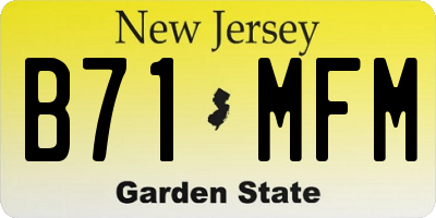 NJ license plate B71MFM
