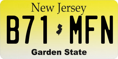 NJ license plate B71MFN
