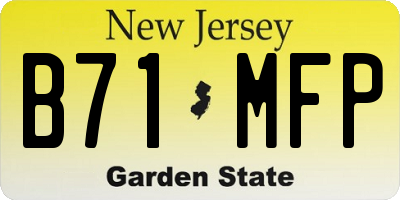 NJ license plate B71MFP