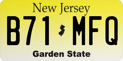 NJ license plate B71MFQ