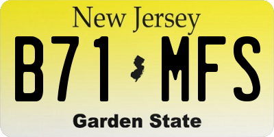 NJ license plate B71MFS