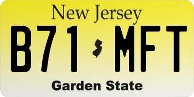 NJ license plate B71MFT