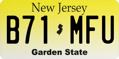 NJ license plate B71MFU