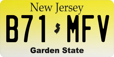 NJ license plate B71MFV