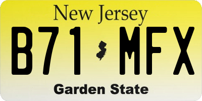 NJ license plate B71MFX