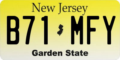 NJ license plate B71MFY