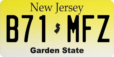 NJ license plate B71MFZ