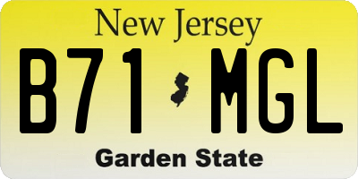 NJ license plate B71MGL