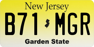 NJ license plate B71MGR