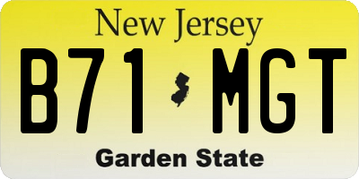 NJ license plate B71MGT