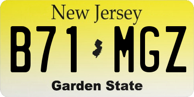 NJ license plate B71MGZ
