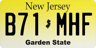 NJ license plate B71MHF