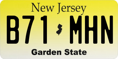 NJ license plate B71MHN