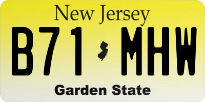 NJ license plate B71MHW