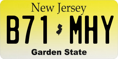 NJ license plate B71MHY