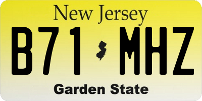 NJ license plate B71MHZ