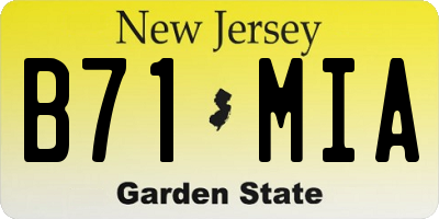 NJ license plate B71MIA