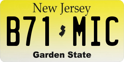 NJ license plate B71MIC
