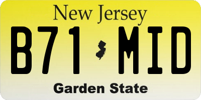 NJ license plate B71MID