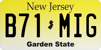 NJ license plate B71MIG