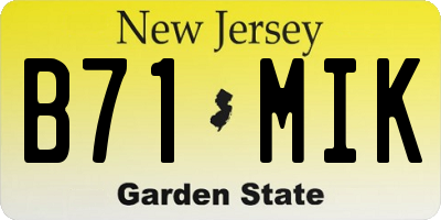 NJ license plate B71MIK