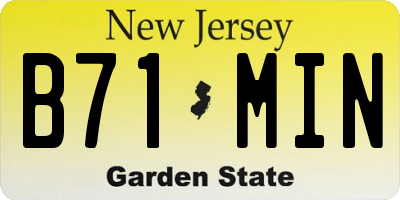 NJ license plate B71MIN