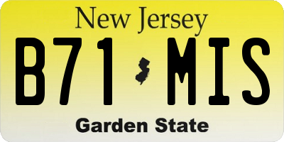 NJ license plate B71MIS