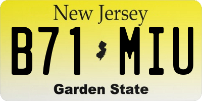 NJ license plate B71MIU
