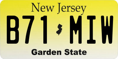 NJ license plate B71MIW