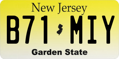 NJ license plate B71MIY