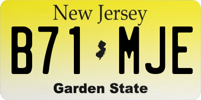 NJ license plate B71MJE