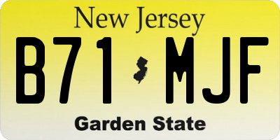 NJ license plate B71MJF