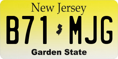 NJ license plate B71MJG