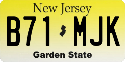 NJ license plate B71MJK