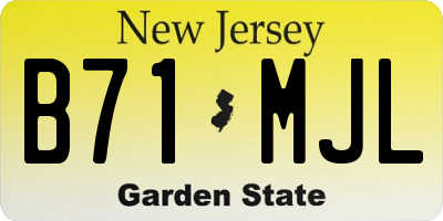 NJ license plate B71MJL