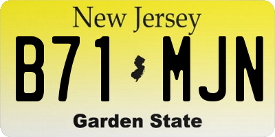 NJ license plate B71MJN