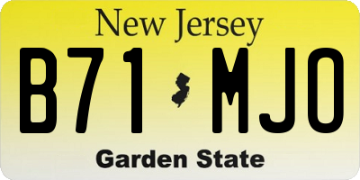 NJ license plate B71MJO