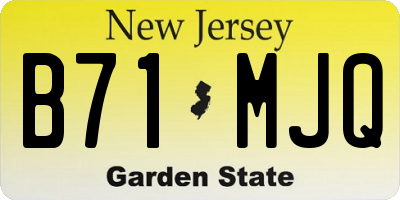 NJ license plate B71MJQ