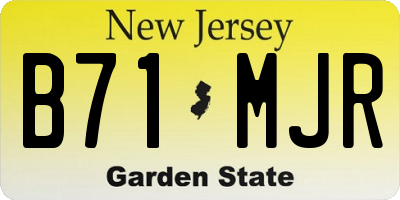 NJ license plate B71MJR