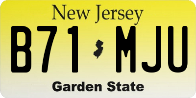 NJ license plate B71MJU