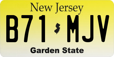 NJ license plate B71MJV