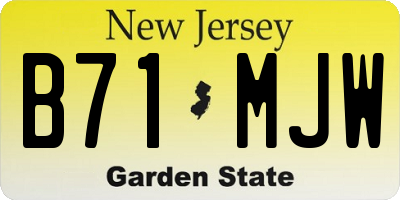 NJ license plate B71MJW