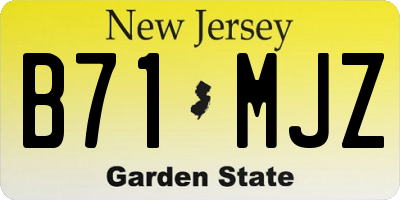 NJ license plate B71MJZ