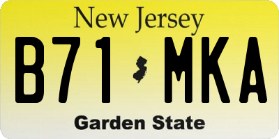 NJ license plate B71MKA